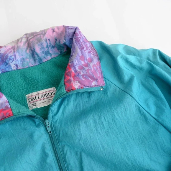 Vintage  D'Allairds Vintage Teal Zip Up Windbreaker - Picture 13 of 15